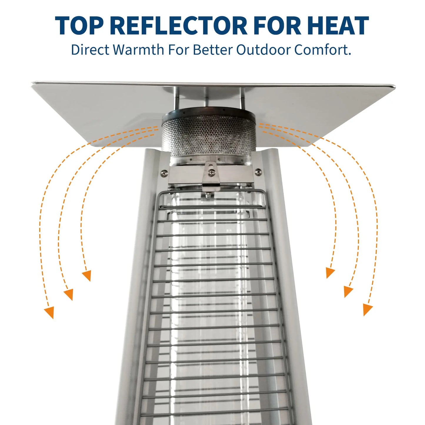 HiMiss Pyramid Propane Patio Heater With Glass Flame Tube