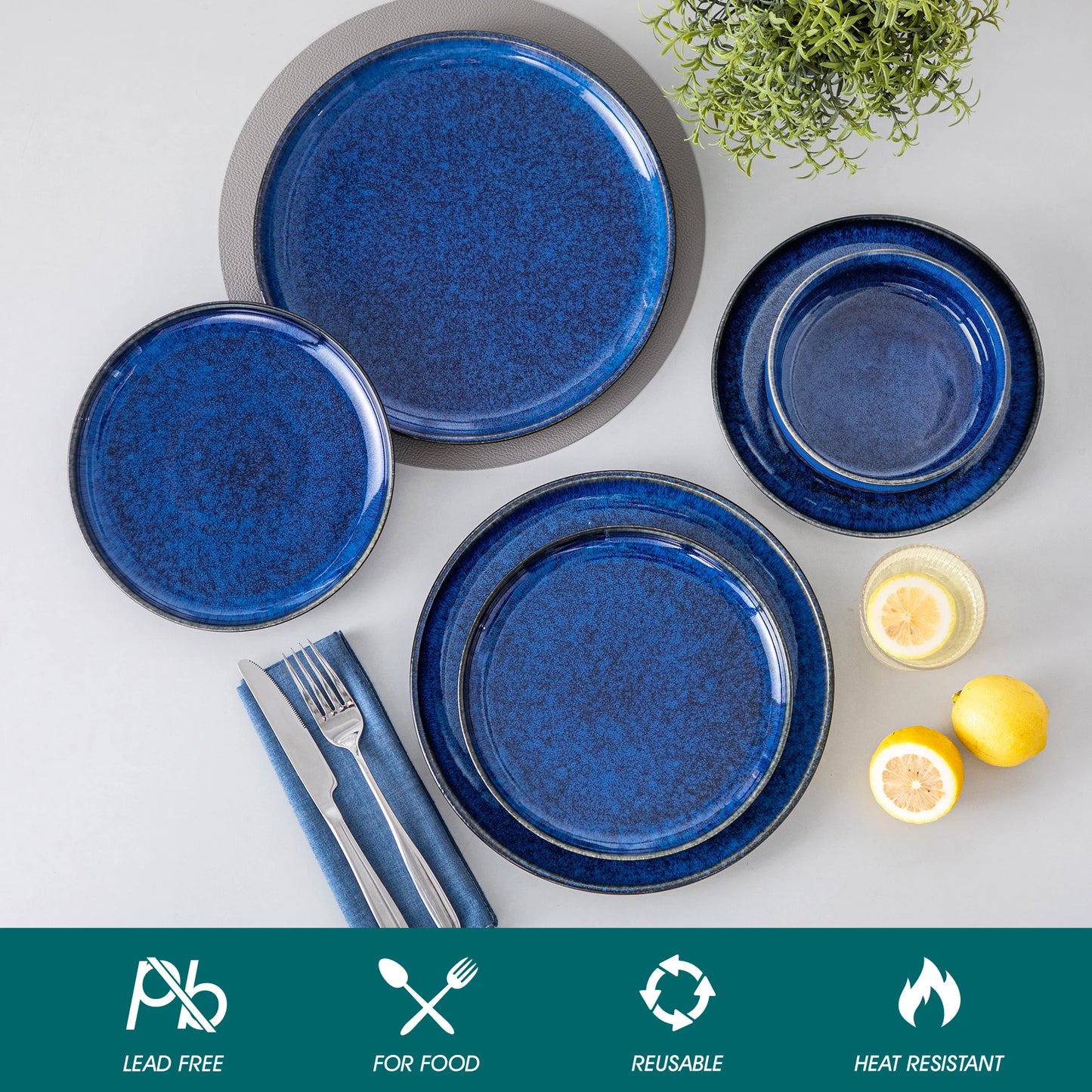 Malacasa Premium Reactive Glaze Ceramic Dinnerware Set