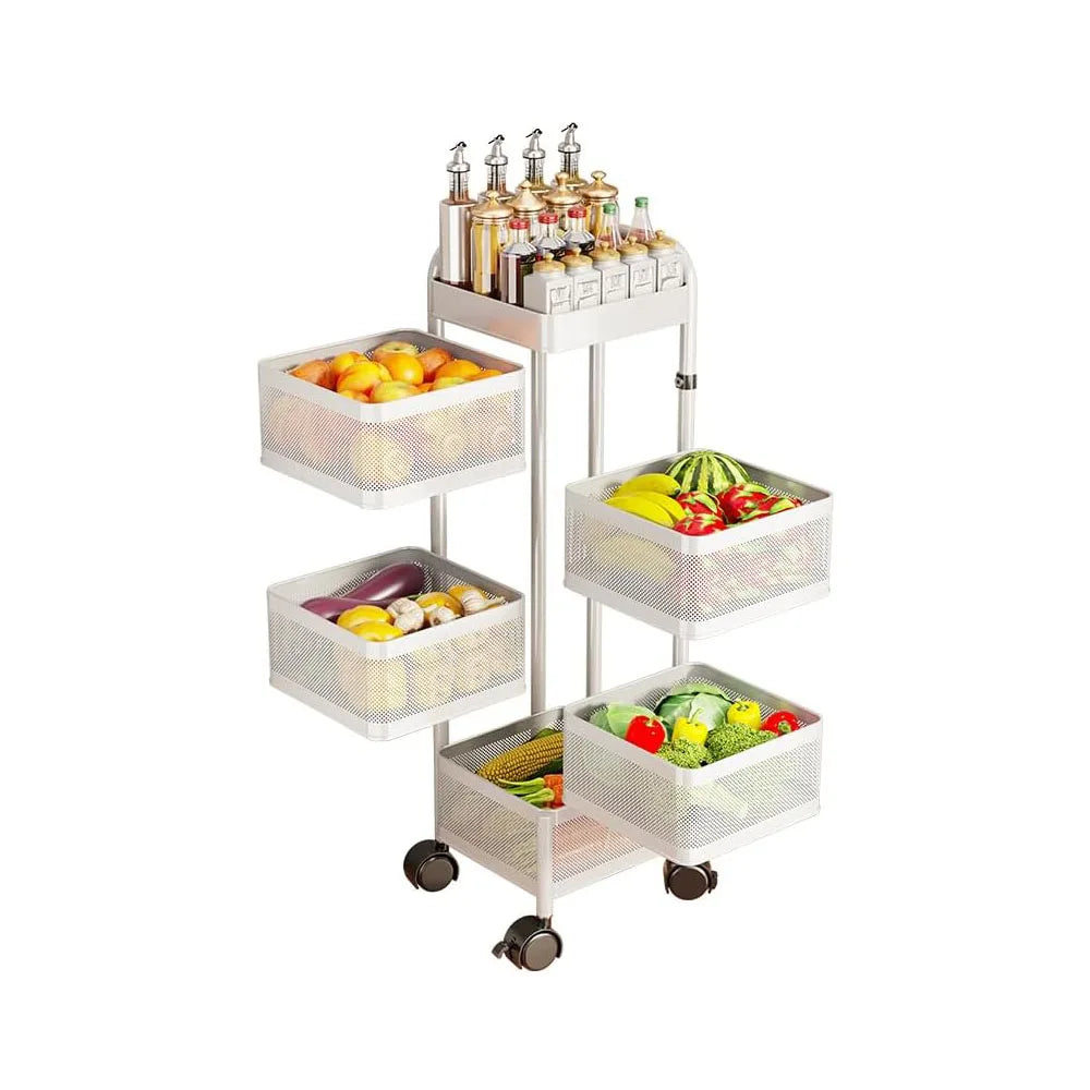 Studyset Adjustable Four Tier Rotating Kitchen Storage Cart