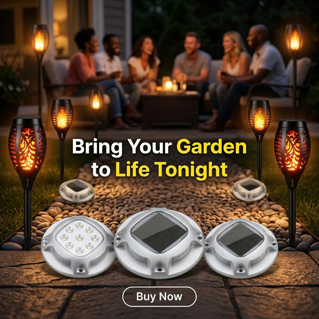 Solar Outdoor Garden Path Lights Featuring Flickering Flame Torch