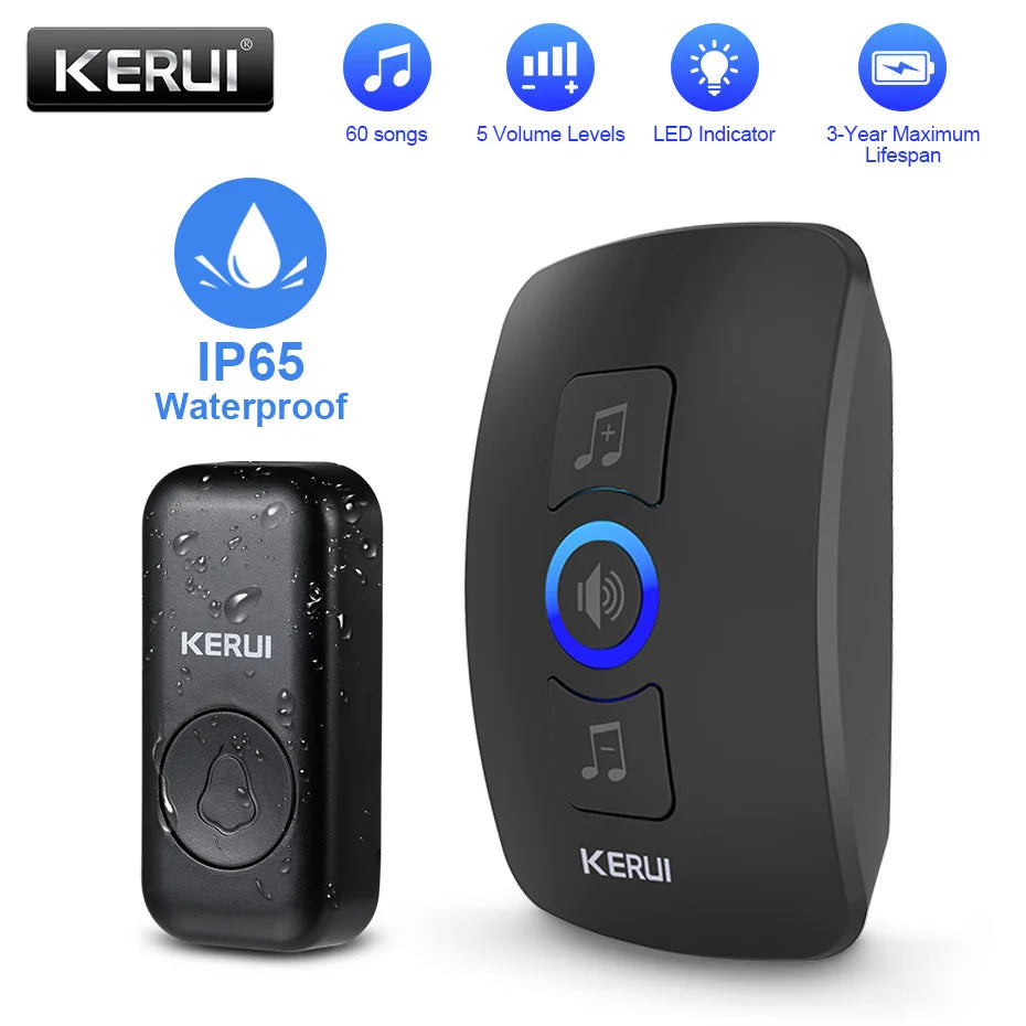 KERUI M525 Waterproof Wireless Doorbell Kit With LED Flash Chime