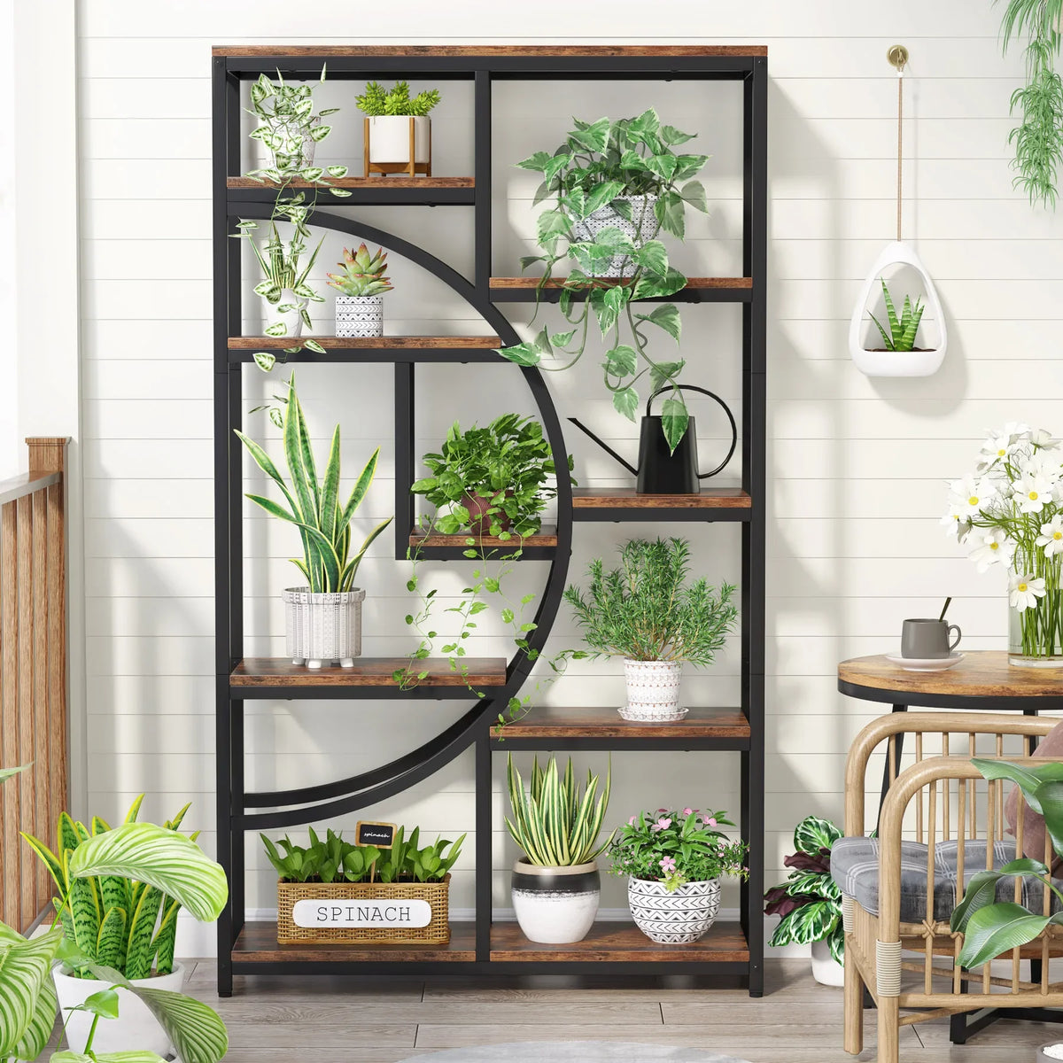 Tribesigns Industrial Etagere Bookcase Freestanding Display Shelf