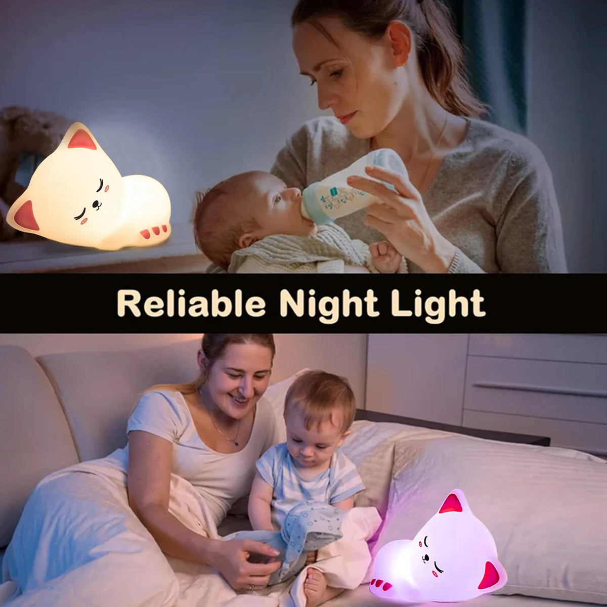 LED Barz Rechargeable Silicone Cat Night Light Touch Control Lamp