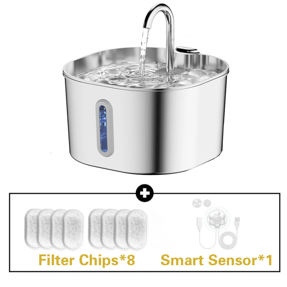 Stainless Steel Silent Pet Water Fountain For Cats And Dogs