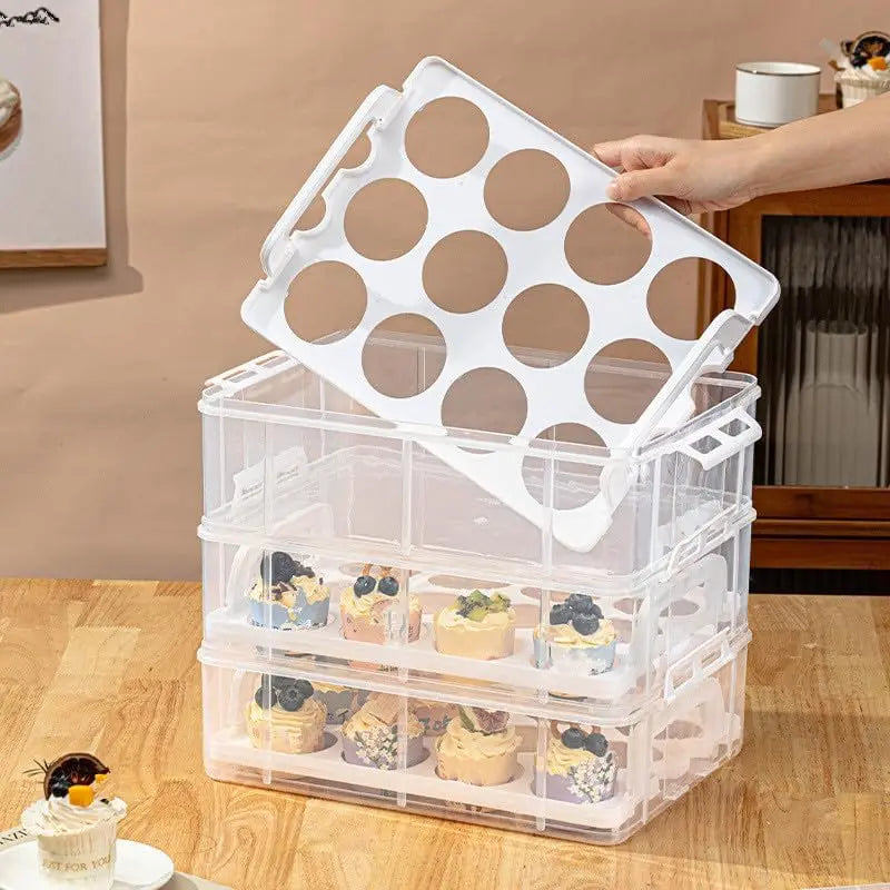 Bymaocar Stackable 4 Tier Cupcake And Brownie Carrier
