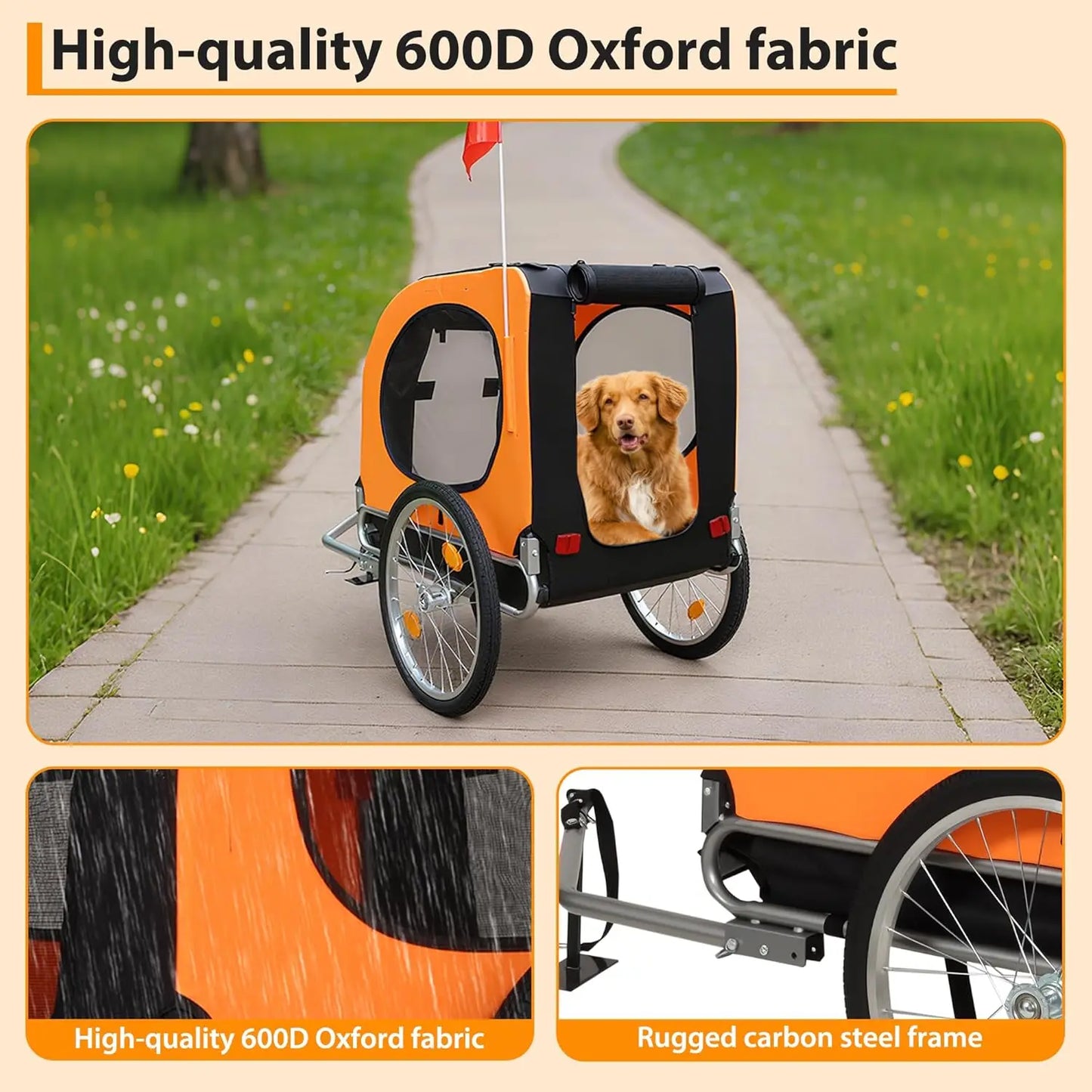 Twister.Ck Foldable Dog Bike Trailer With Quick Release Wheels