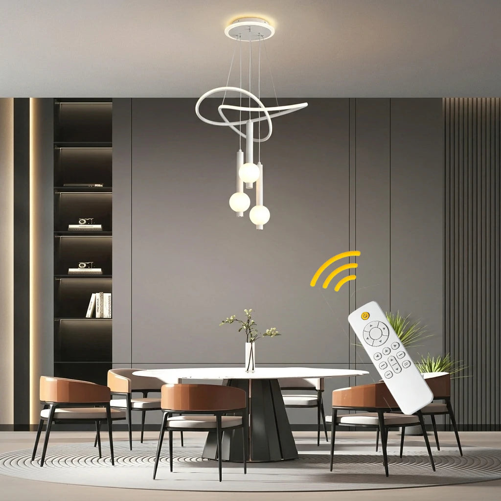 Stylish LED Pendant Light Featuring Adjustable Height And Remote Dimming