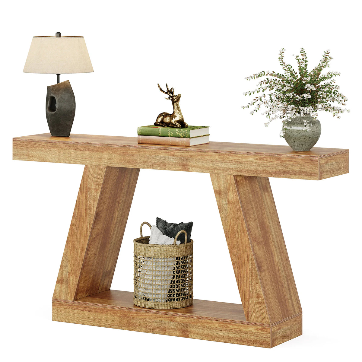 Tribesigns Rustic Industrial Console Table With Storage for Entryway and Living Room