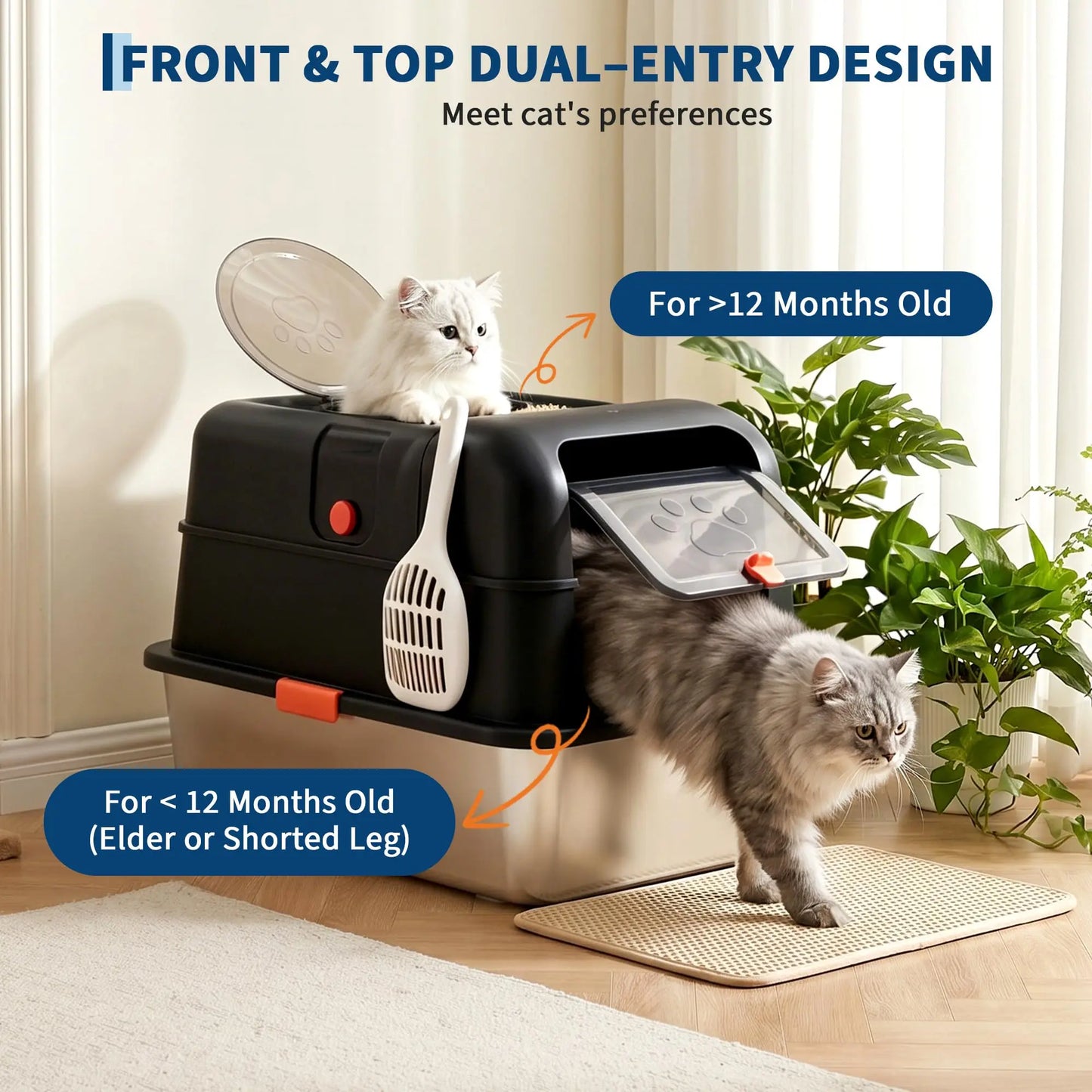 Studyset Stainless Steel Enclosed Cat Litter Box With Lid