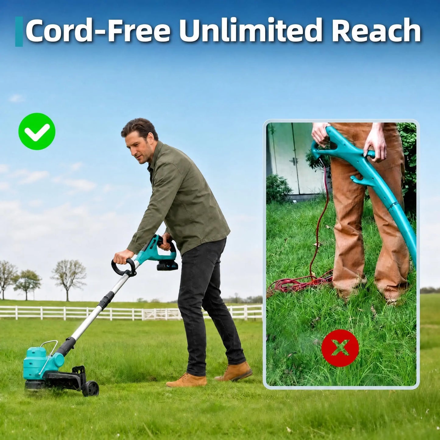 HiMISS Cordless Weed Eater String Trimmer Edger With Batteries