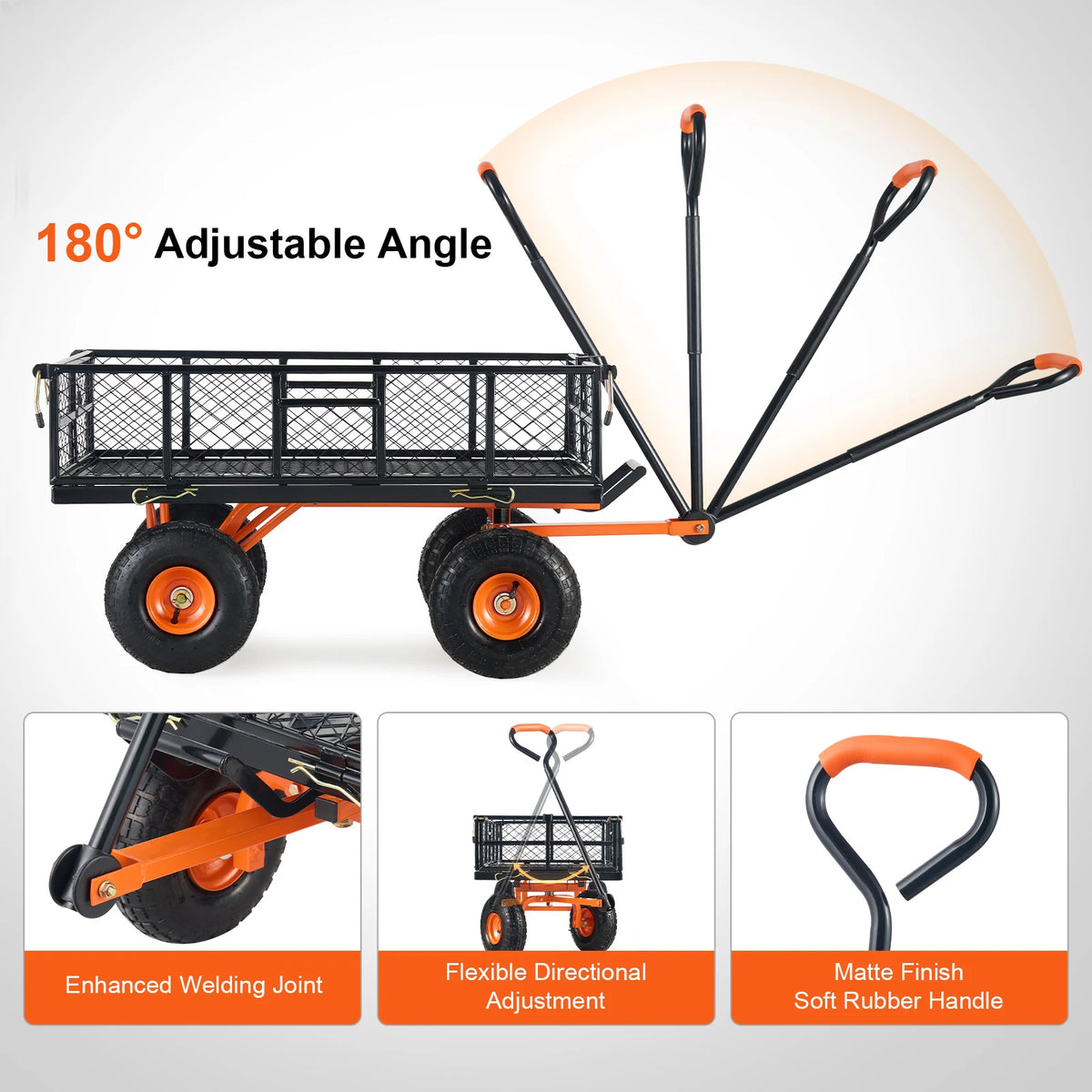 SucceBuy Heavy Duty Garden Utility Cart Dump Wagon For Landscaping