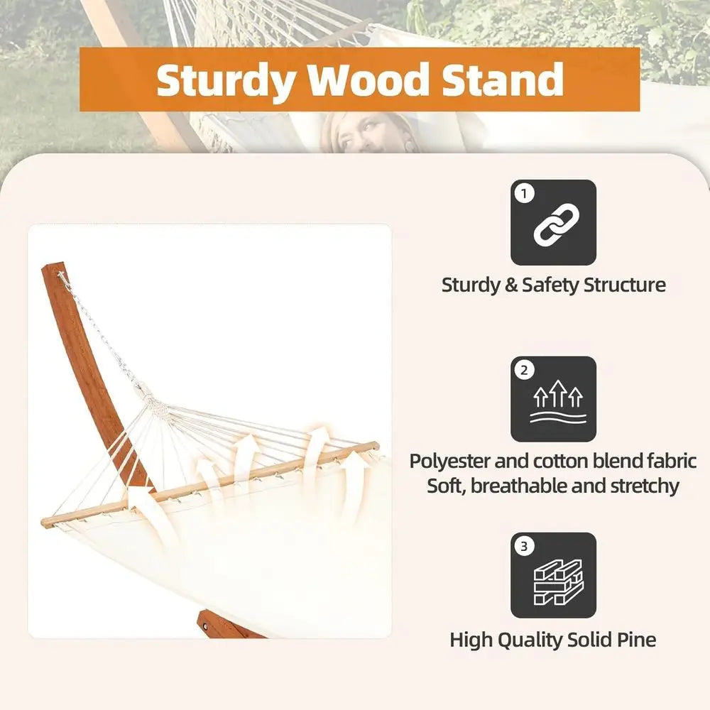 Premium Double Hammock With Stand For Patio And Garden Relaxation