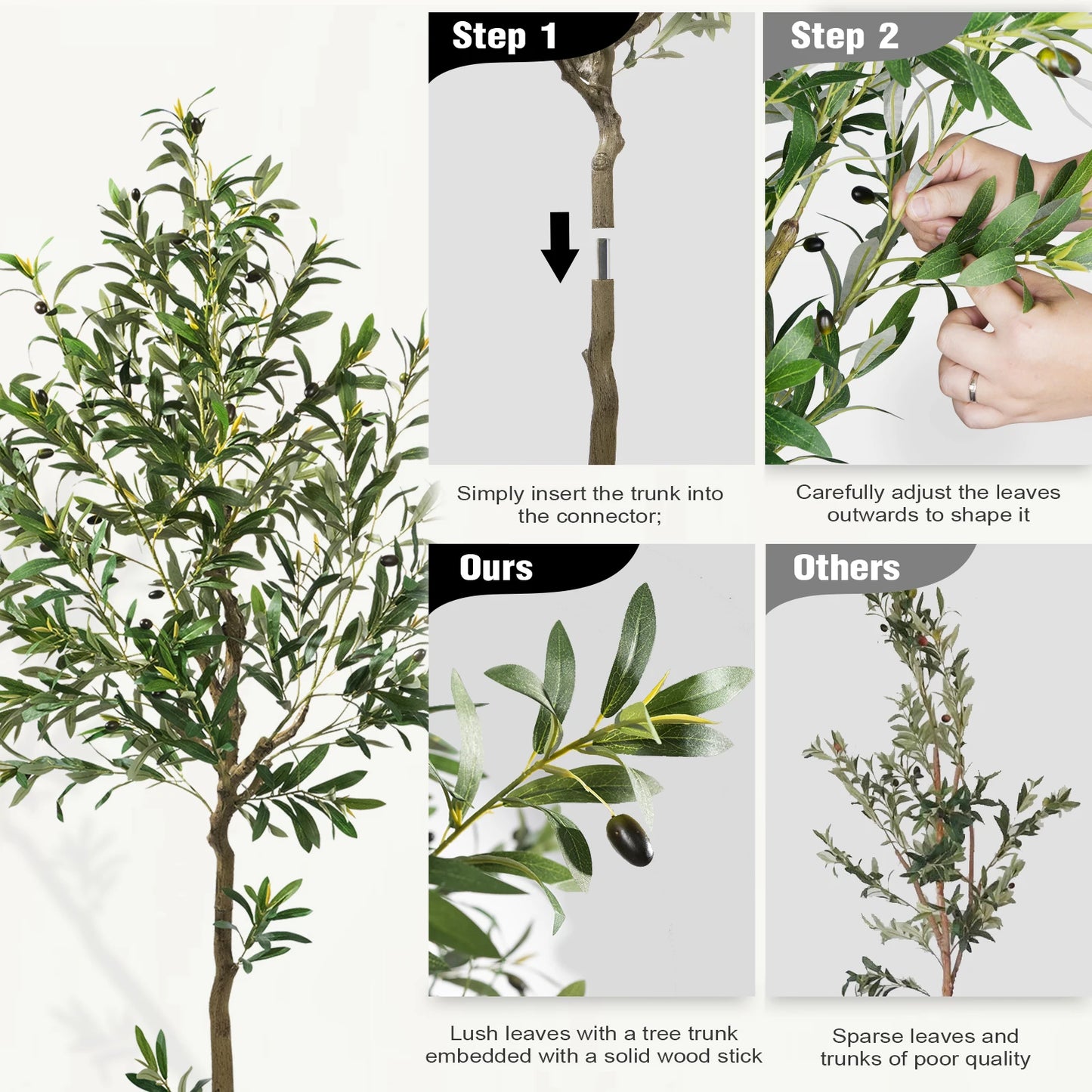 Olitree Artificial Olive Tree With Realistic Fruits And Wooden Trunk