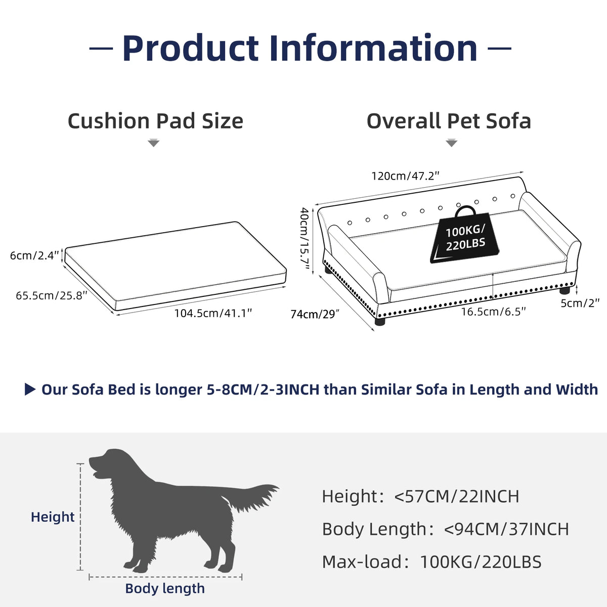 Bingopaw Elevated Dog Sofa Bed With Breathable Velvet Cushion