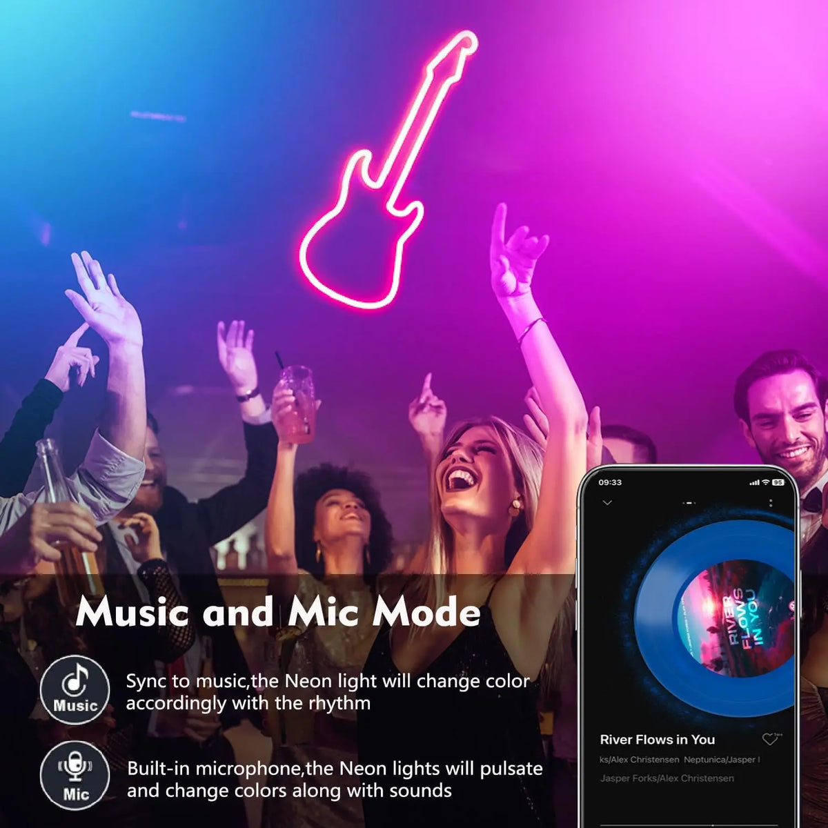 Flexible Neon LED Rope Light With App Remote Music Control