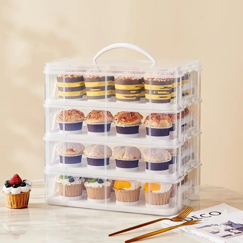 Bymaocar Stackable 4 Tier Cupcake And Brownie Carrier