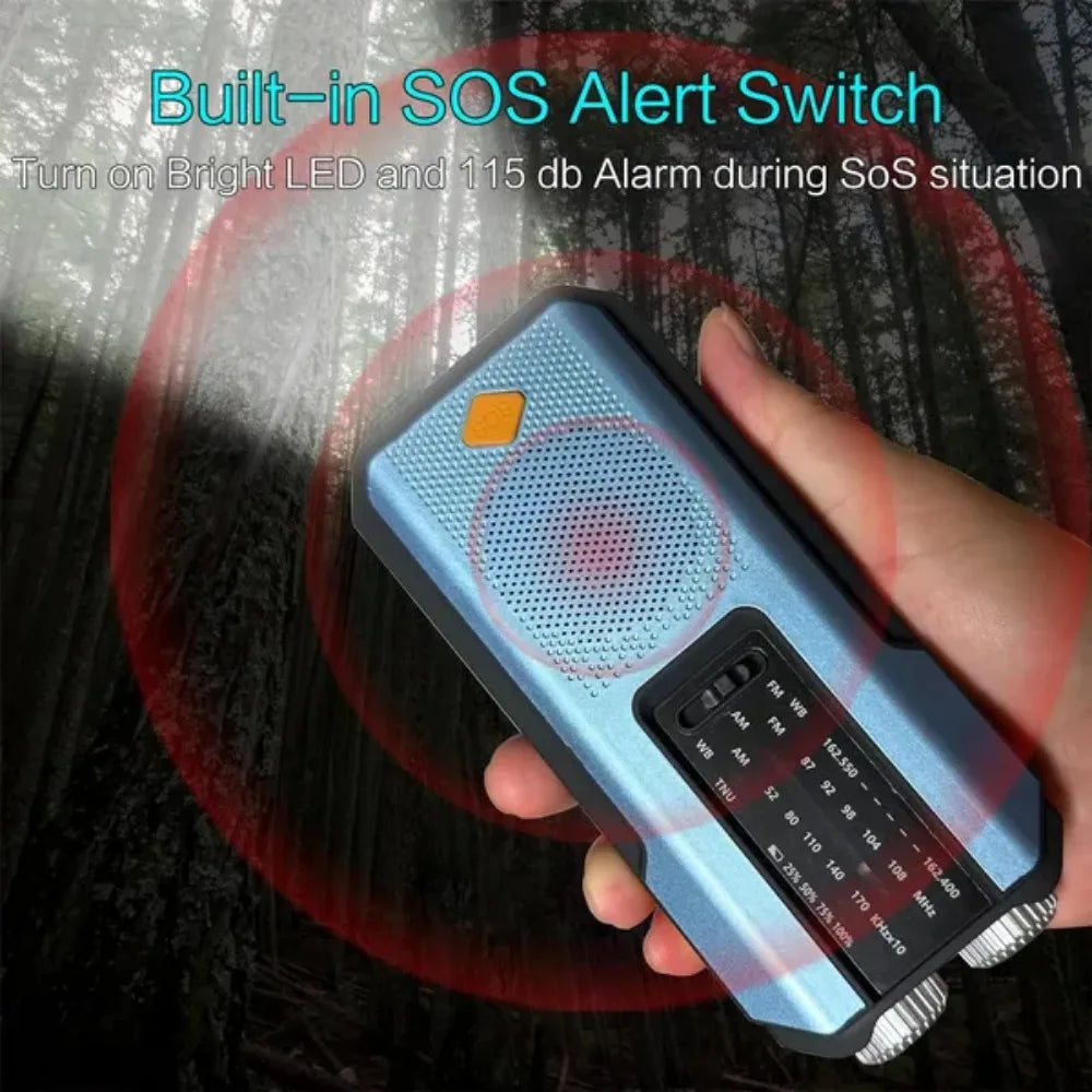 Stonigo Solar Hand Crank Emergency Radio With Power Bank Flashlight