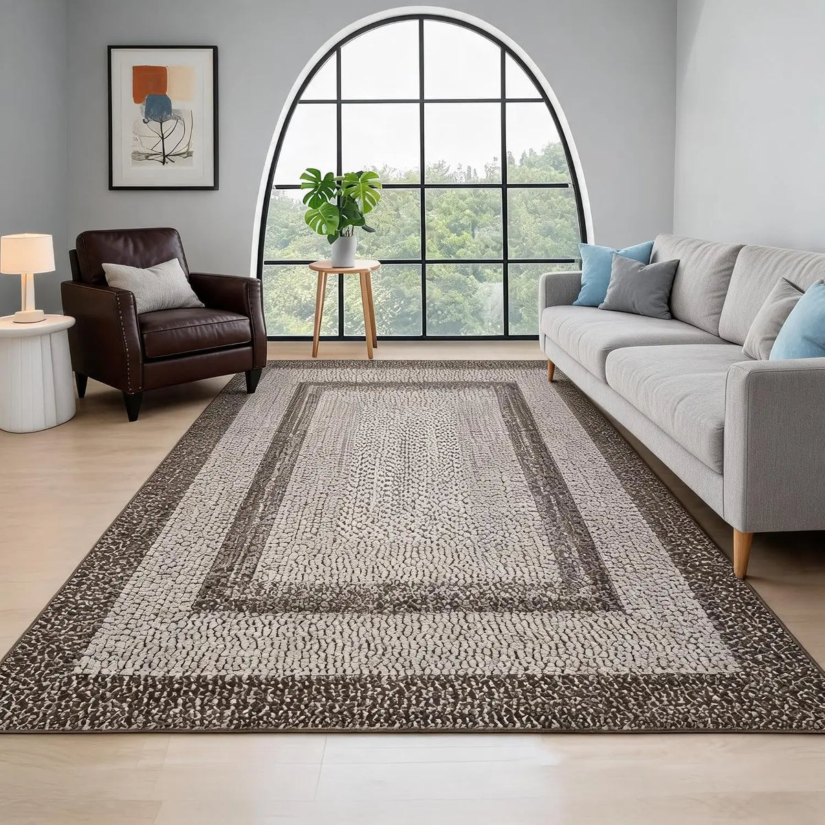 Garvee Boho Braided Area Rug Non Shedding Moroccan Home Decor
