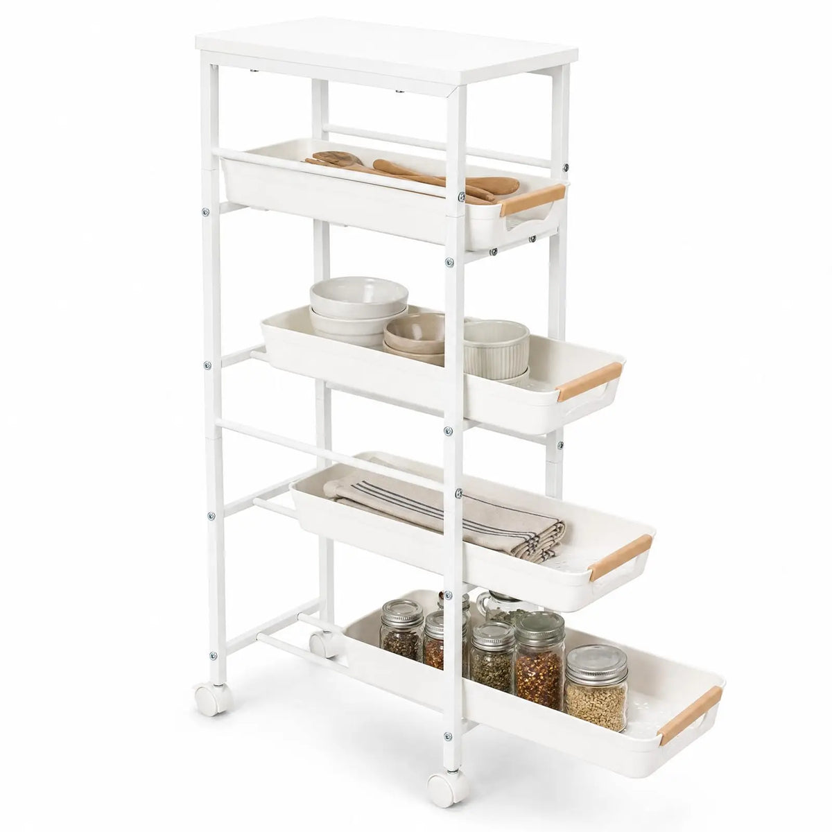 Studyset Five Tier Rolling Kitchen Cart With Pull Out Basket