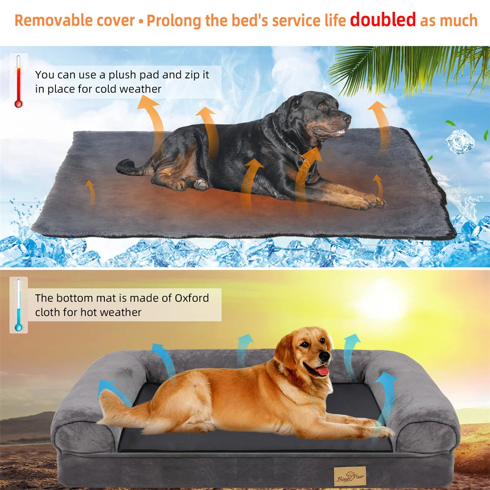 Borwart Orthopedic Memory Foam Dog Bed With Removable Waterproof Cover