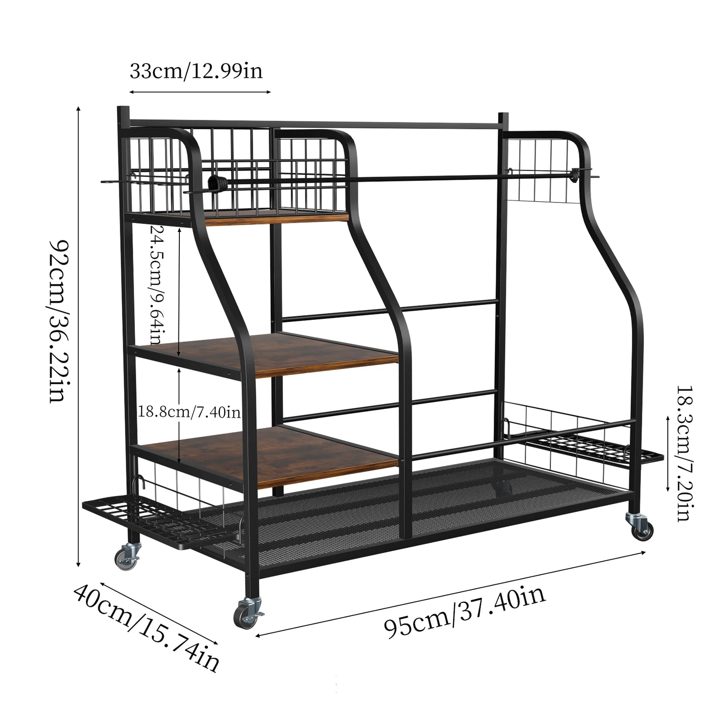 Multi Tier Rolling Golf Bag Storage Rack For Sports Equipment