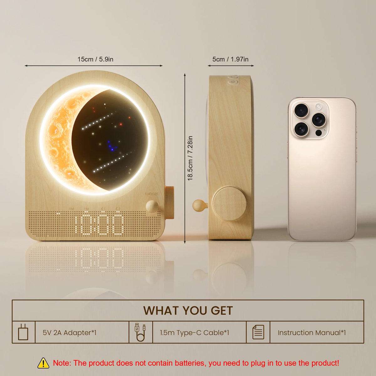 Blonbar Sunrise Alarm Clock With Dimmable Moon Lamp Natural Sound Timer
