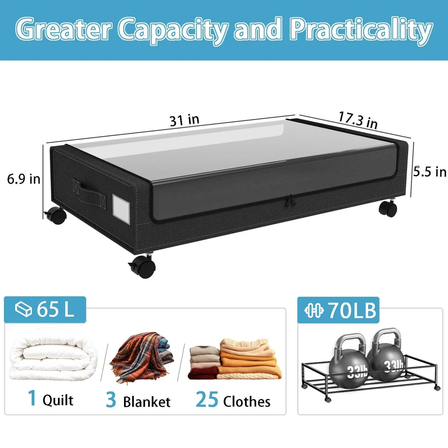 Under Bed Storage Containers With Wheels And Clear Lids