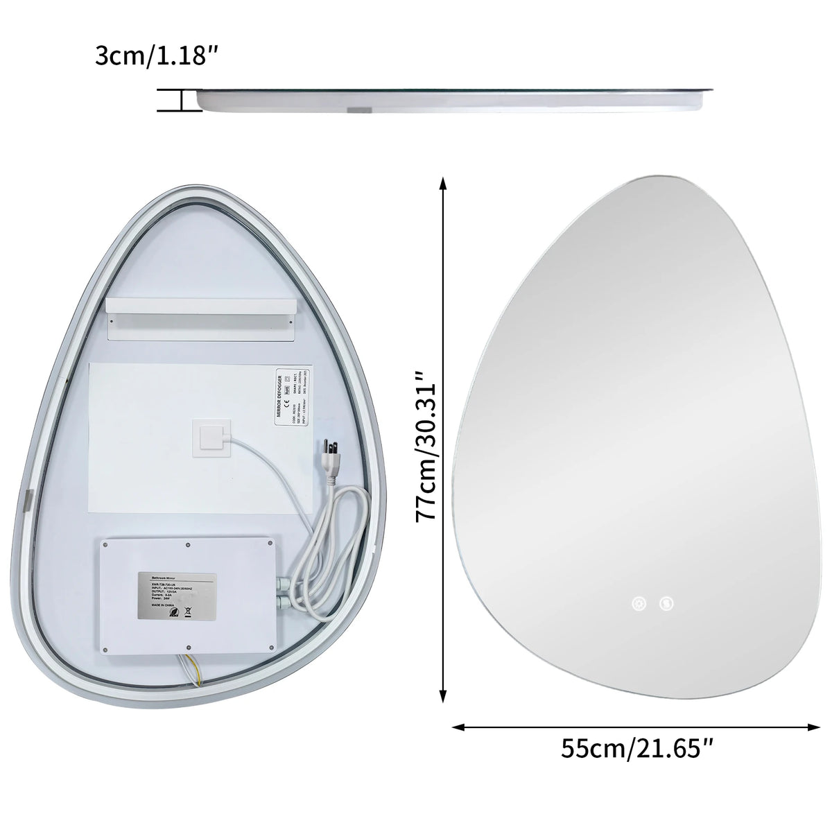 LED Bathroom Vanity Mirror Wall Mounted Anti Fog Touch Sensor