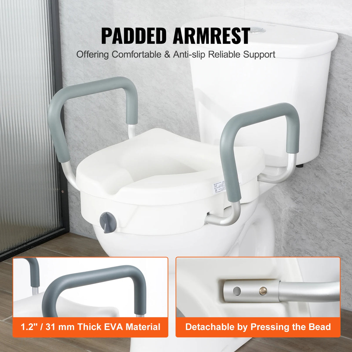 SucceBuy Comfortable Raised Toilet Seat With Slow Close Lid