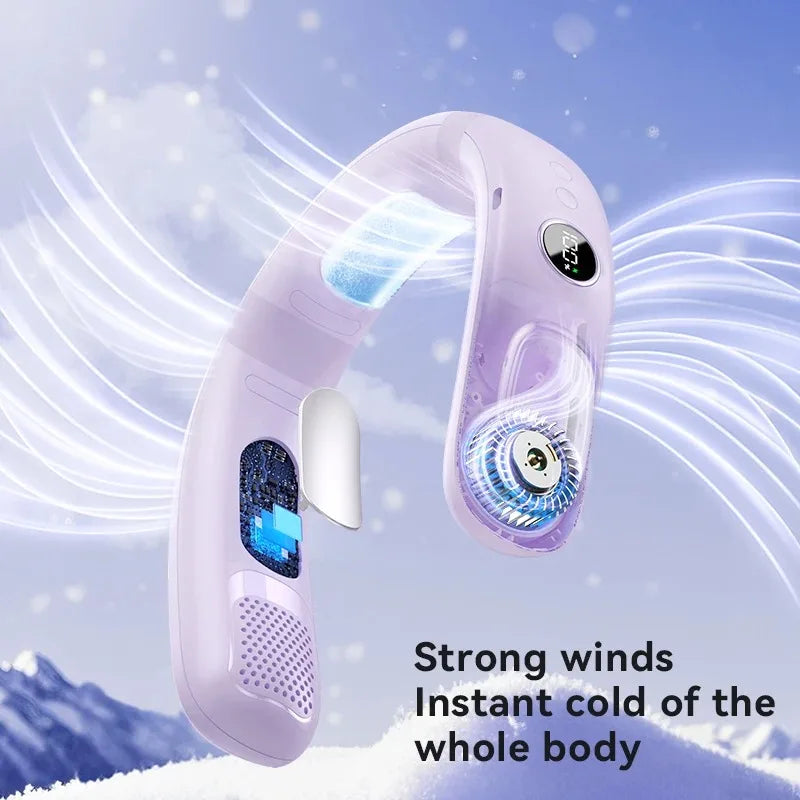 Bladeless Neck Fan Semiconductor Cooling 5 Speed Portable USB Rechargeable
