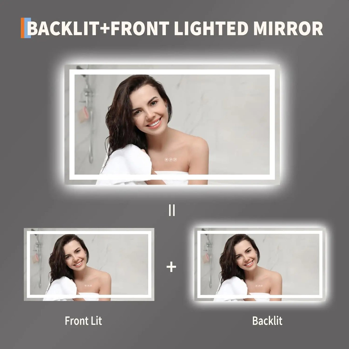 Twister.Ck Led Bathroom Mirror With Anti Fog And Dimmable Light