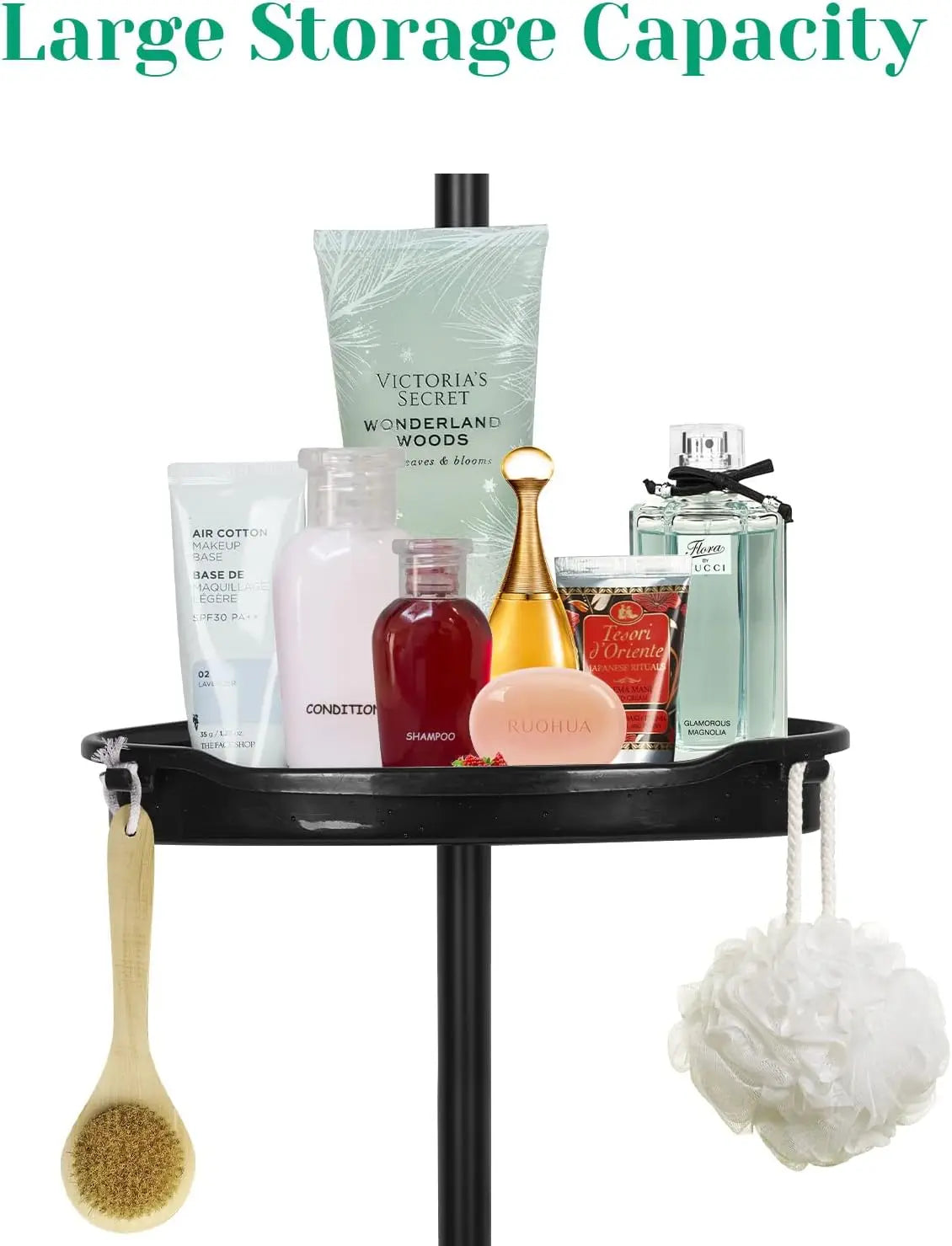 Four Tier Corner Shower Caddy With Tension Pole Rack