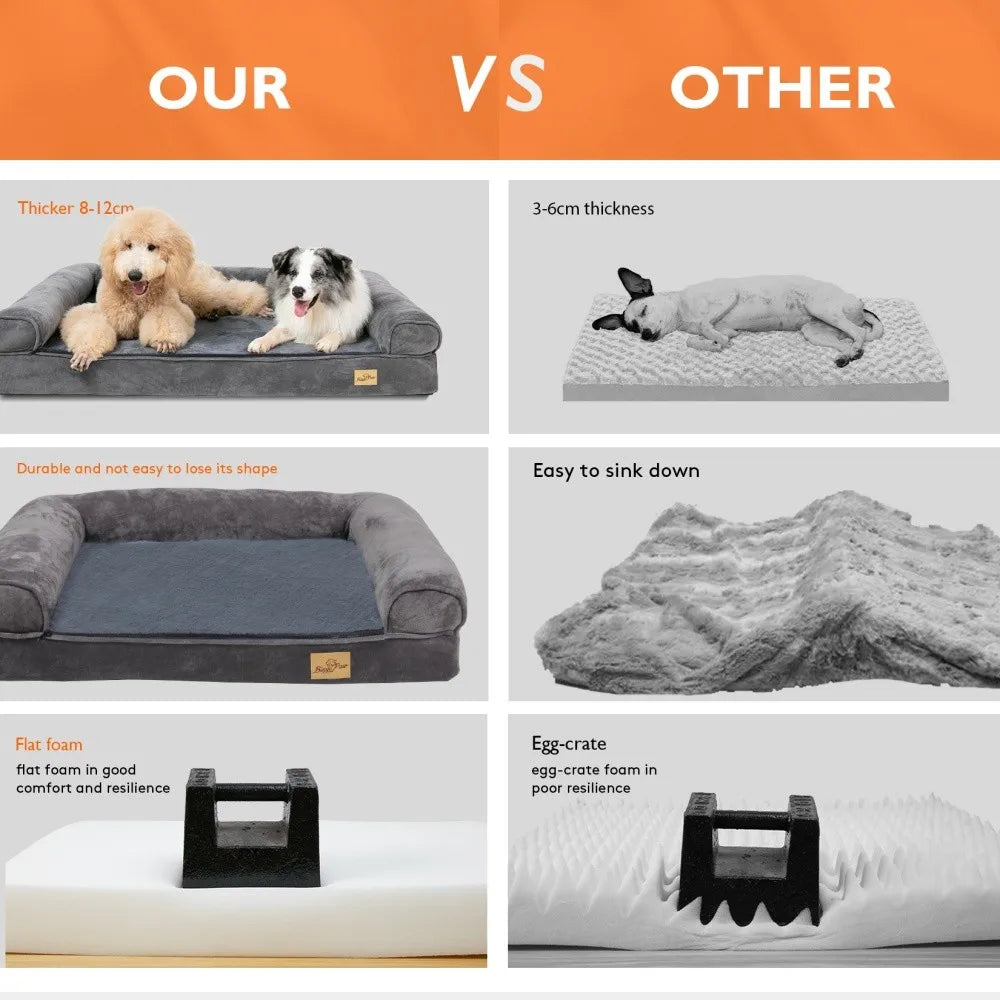 Borwart Orthopedic Memory Foam Dog Bed With Removable Waterproof Cover