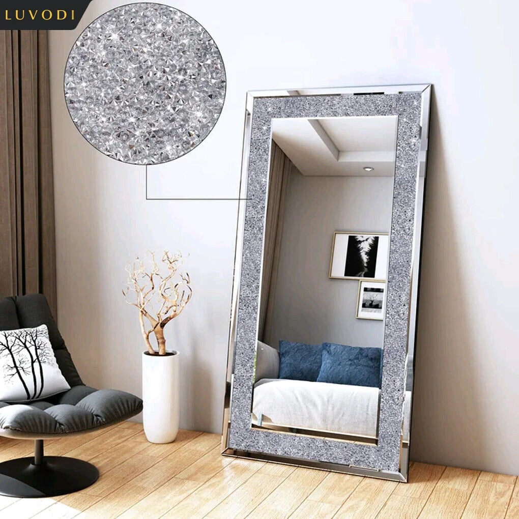 Luvodi Crystal Rhinestone Wall Mounted Vanity Mirror For Home Decor