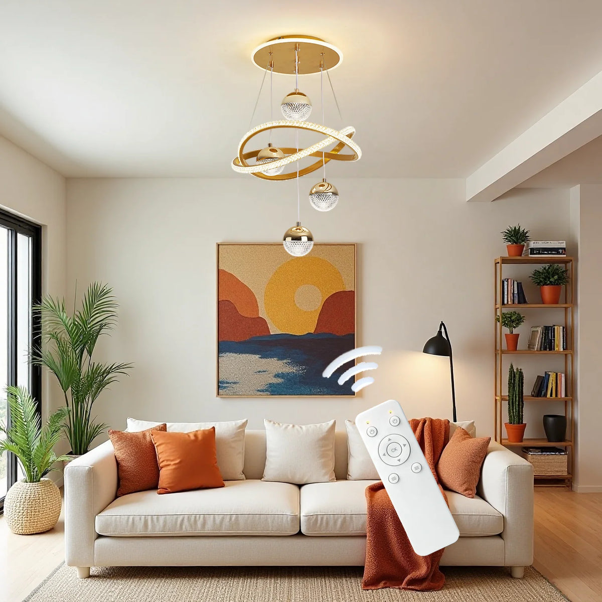 Four Sphere Led Pendant Light With Remote Control And Dimmable