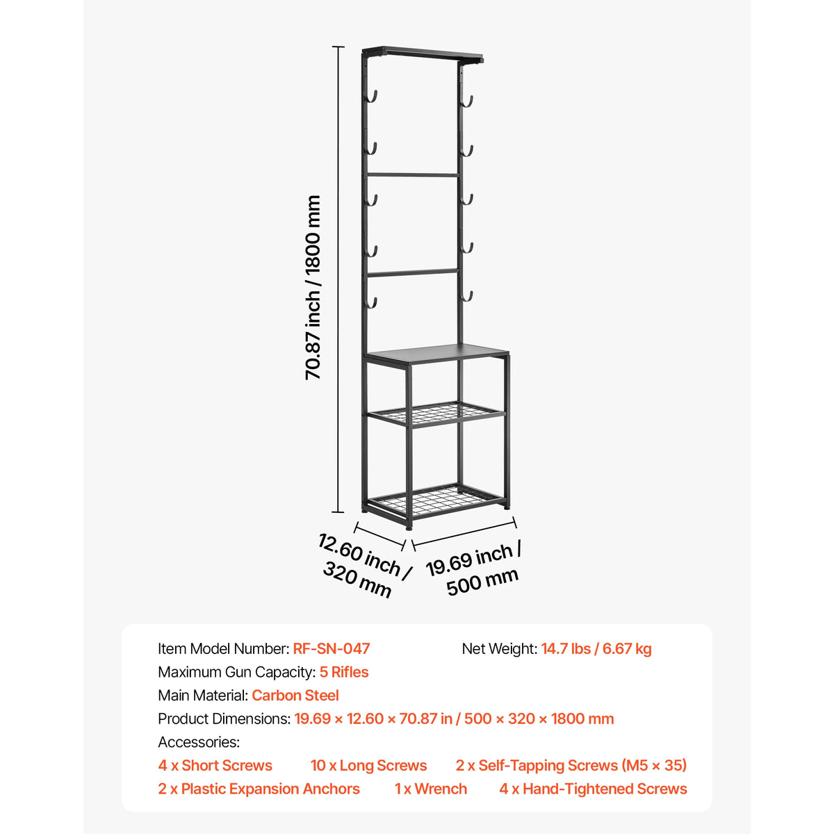 SucceBuy Steel Floor Standing Gun Rack With Storage Shelf
