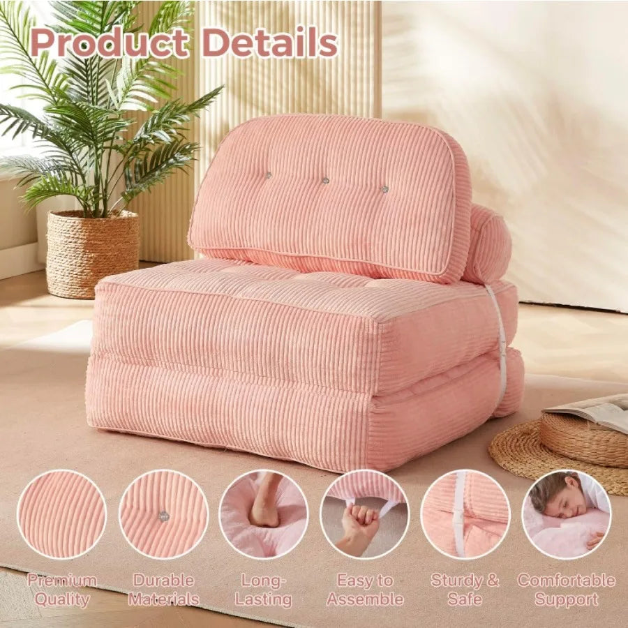 Foldable Boneless Chair Bed with Pillow and Blanket