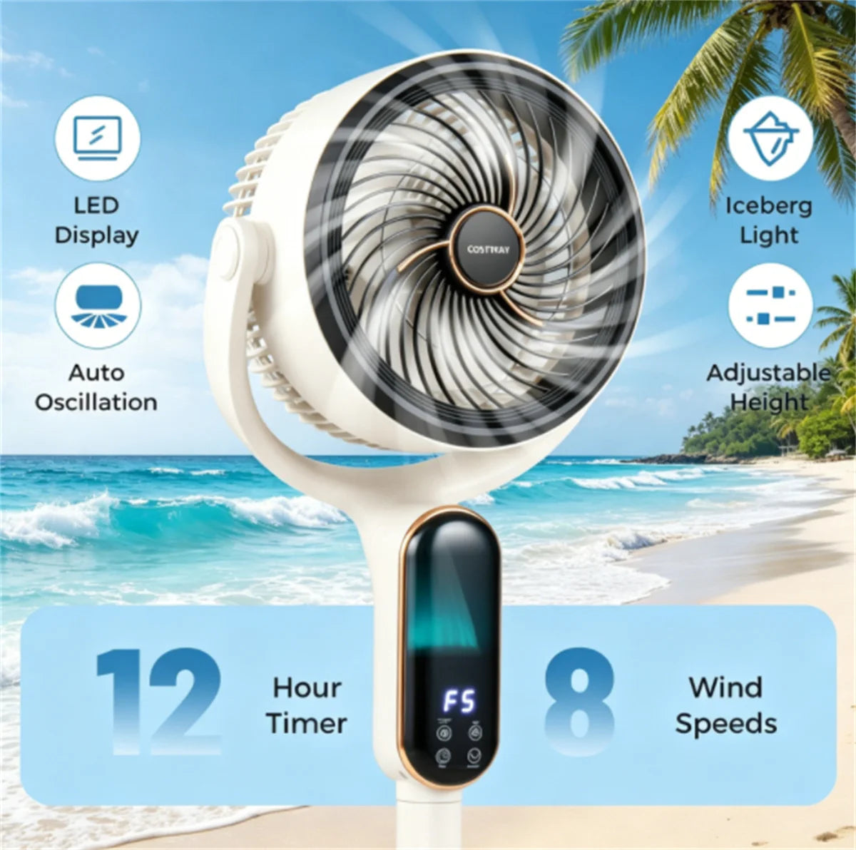 Adjustable Height Standing Fan With Remote Control And Quiet Operation