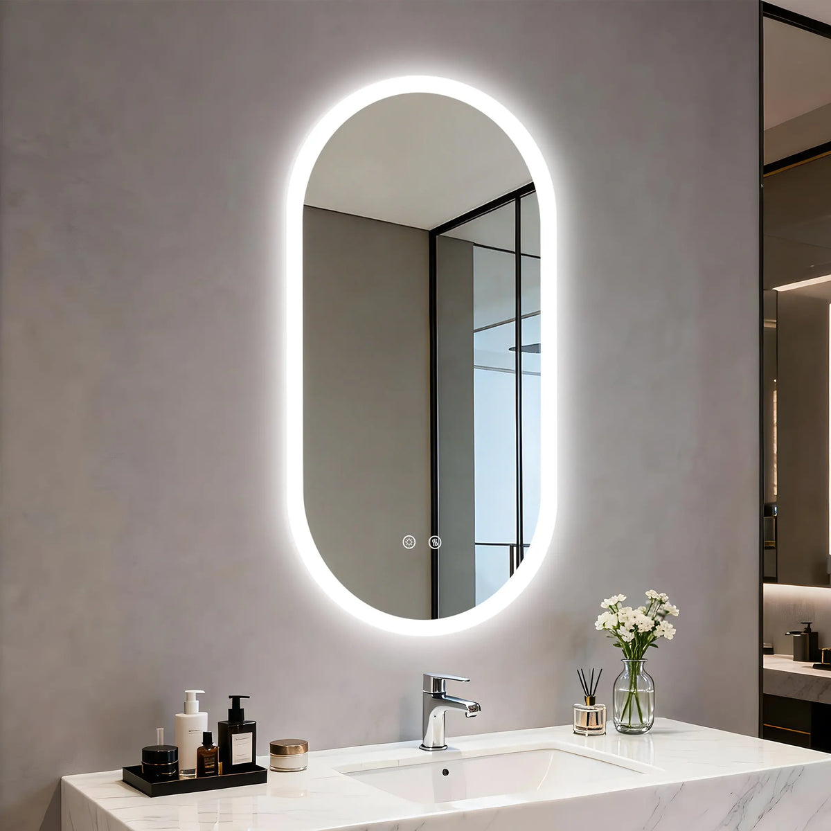 BORWART Smart LED Bathroom Mirror With Anti Fog Dimmable Lighting