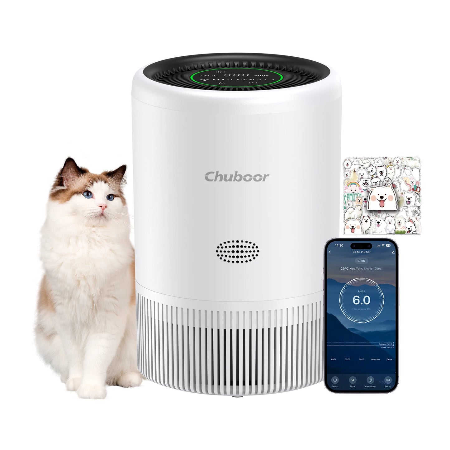 Chuboor Smart HEPA Air Purifier With PM25 Monitor For Home