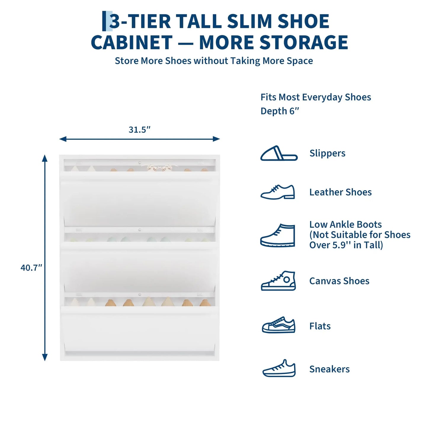 HiMISS Slim Metal Shoe Cabinet For Narrow Entryway Storage
