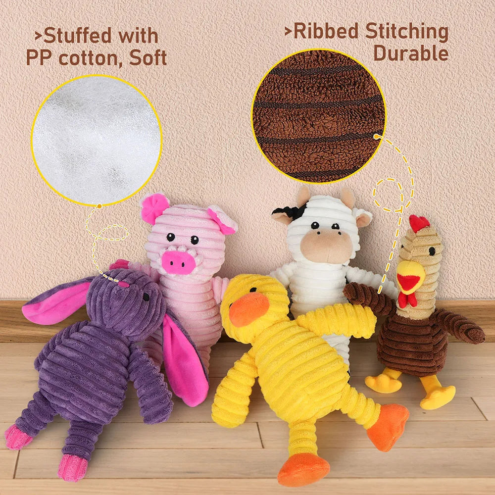 Plush Squeaky Dog Toys Five Pack Assortment For All Breeds