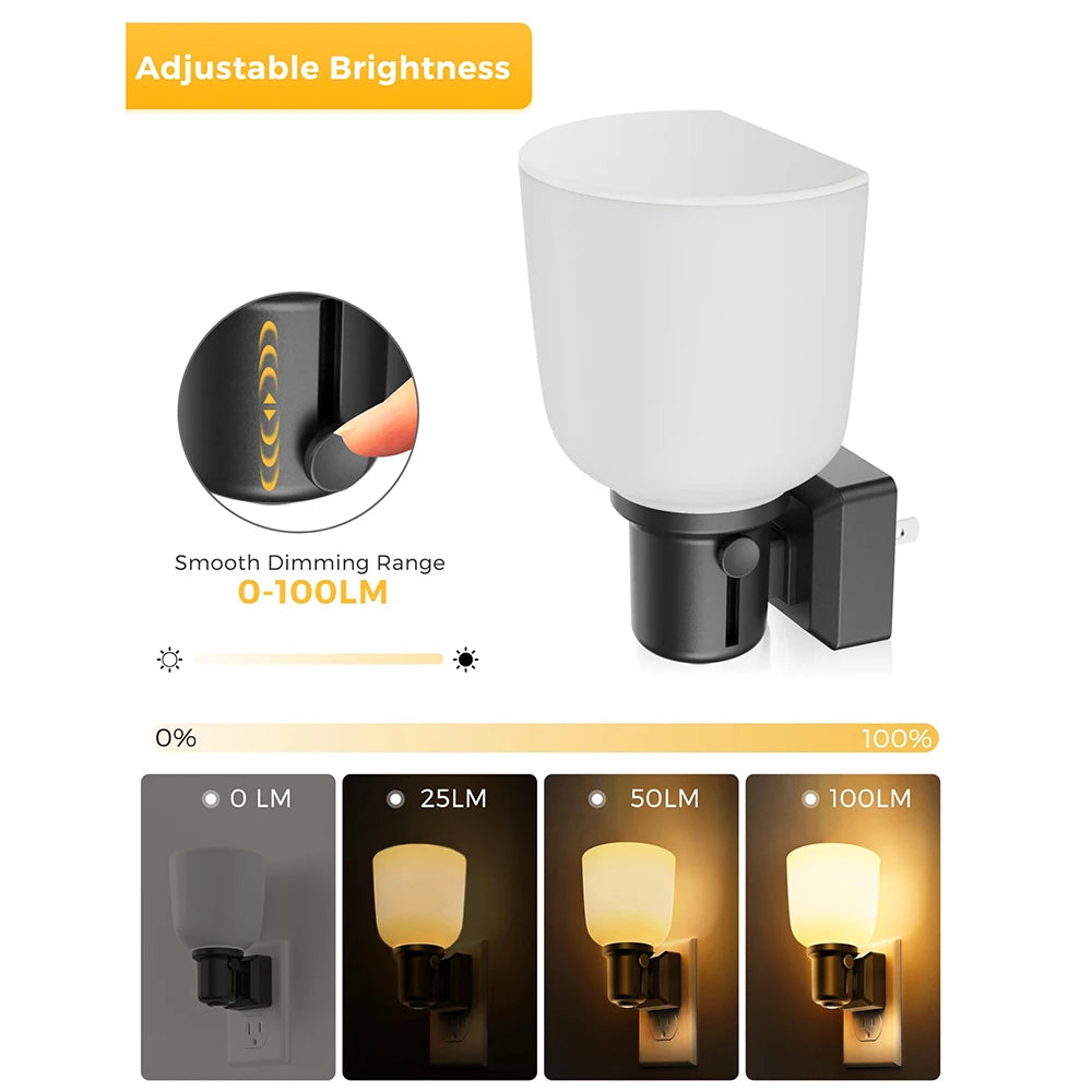 Dimmable Plug In LED Night Light With Dusk To Dawn Sensor