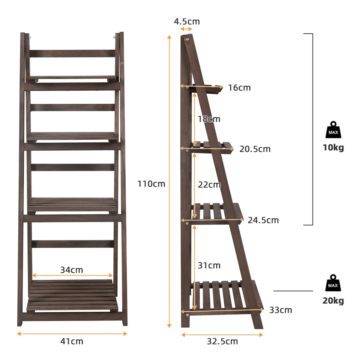 Folding Wood Bookshelf and Plant Display Rack Stand