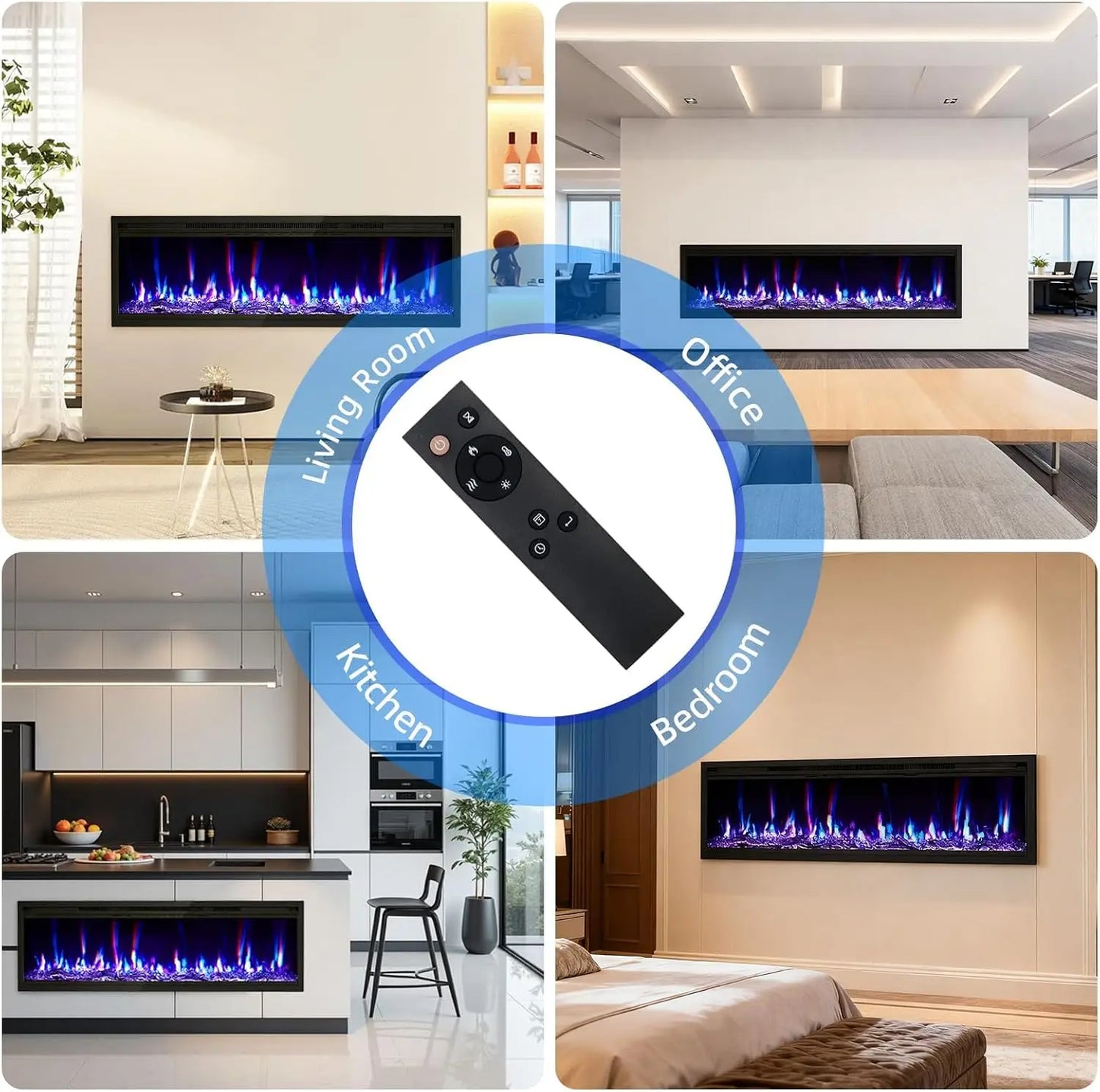 Twister Wall Mounted Electric Fireplace Insert With Remote And Logs
