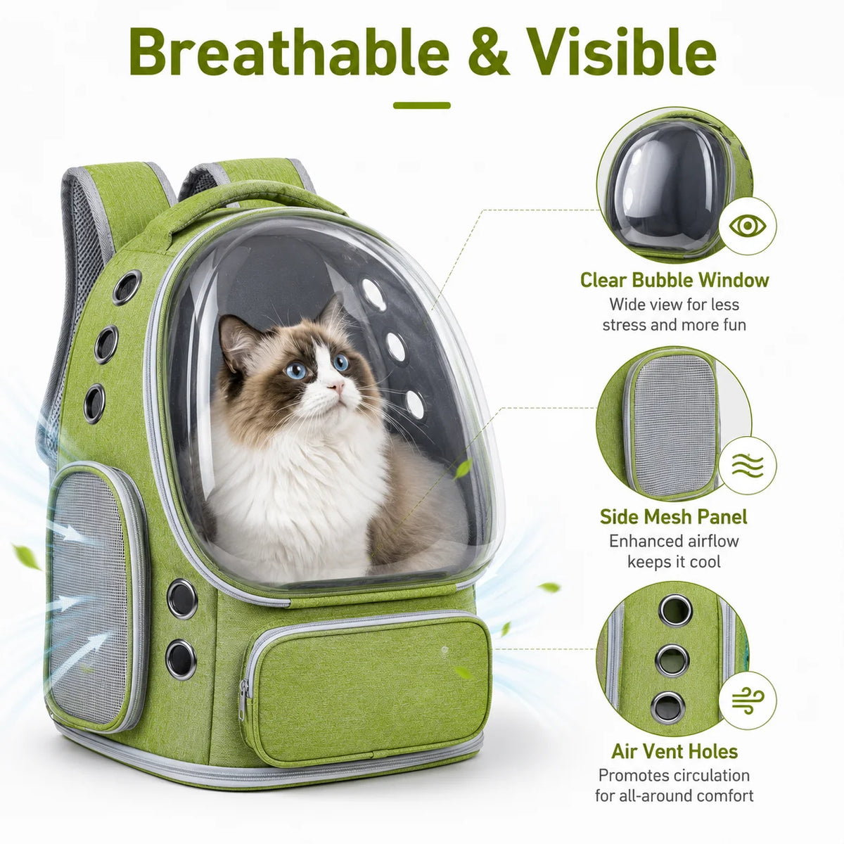 Breathable Bubble Cat Backpack Transparent Pet Carrier For Small Dogs