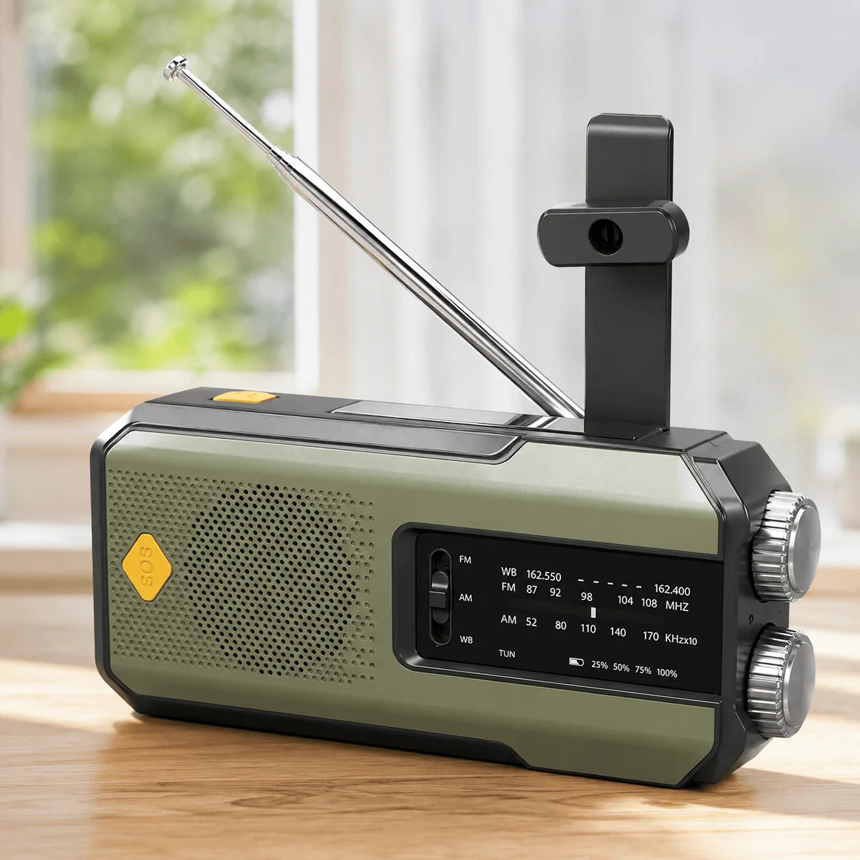 Stonigo Solar Hand Crank Emergency Radio With Power Bank Flashlight