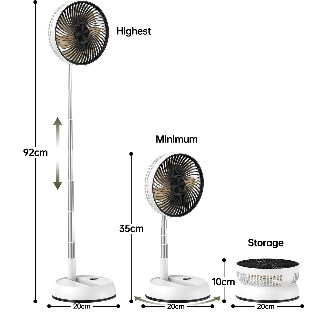 Tengkesi Portable Oscillating Fan With Remote Control And Battery