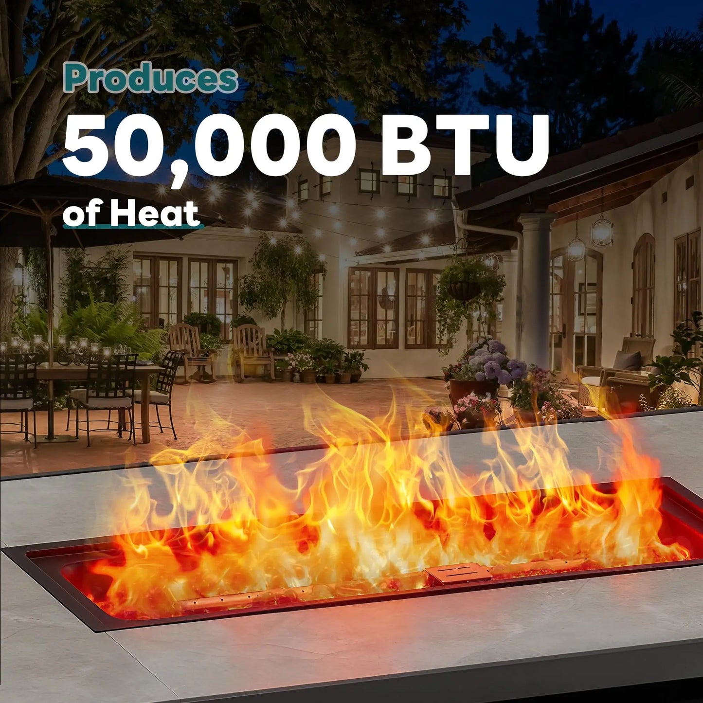 JHK Outdoor Propane Fire Pit Table Featuring Stainless Steel Construction