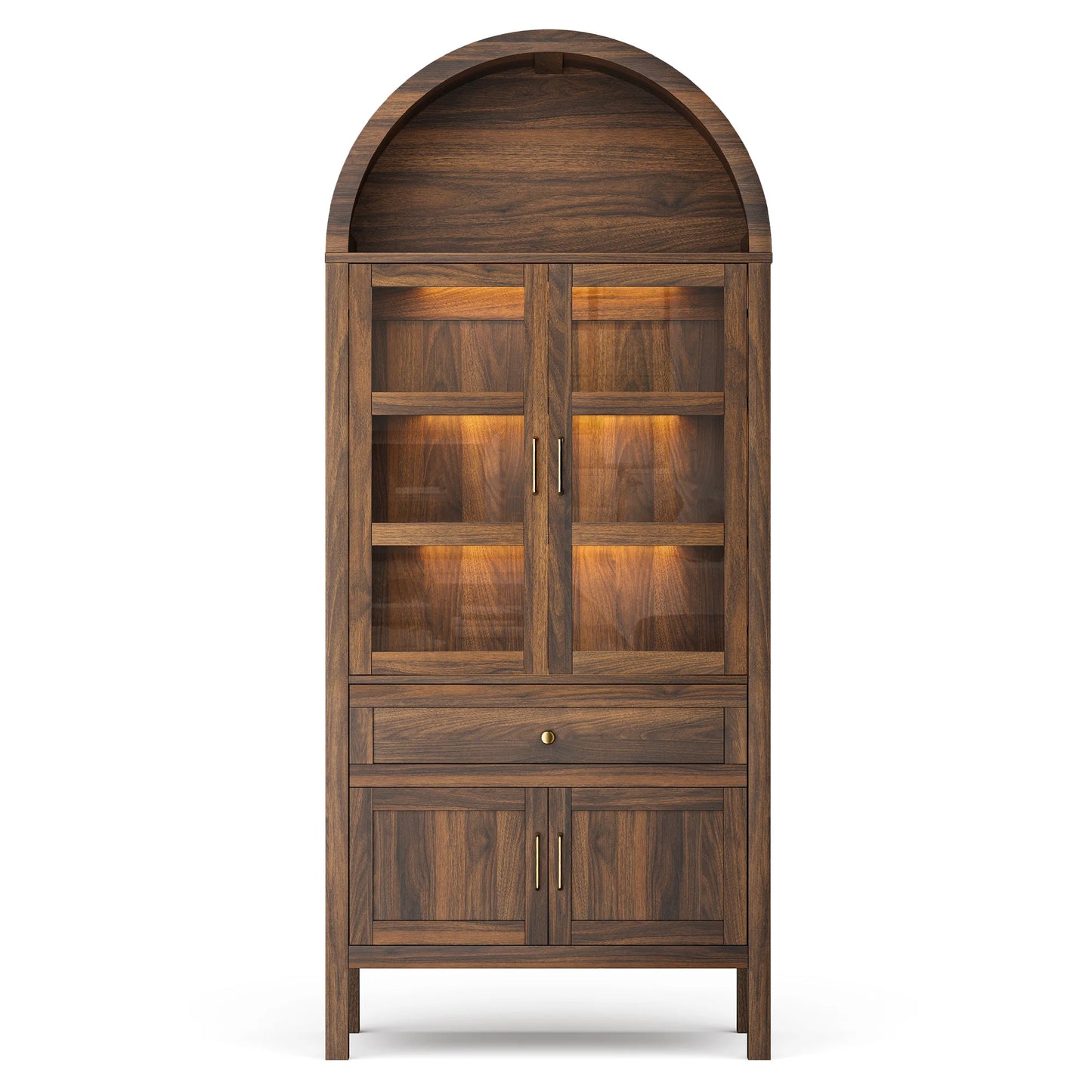 Cottinch Modern Arched Storage Cabinet With Adjustable Wooden Shelves